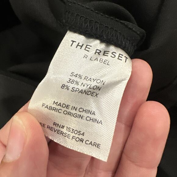 Reset R Label Pants Womens Size Medium Black Tapered Leg Trouser Career Business - Picture 7 of 9